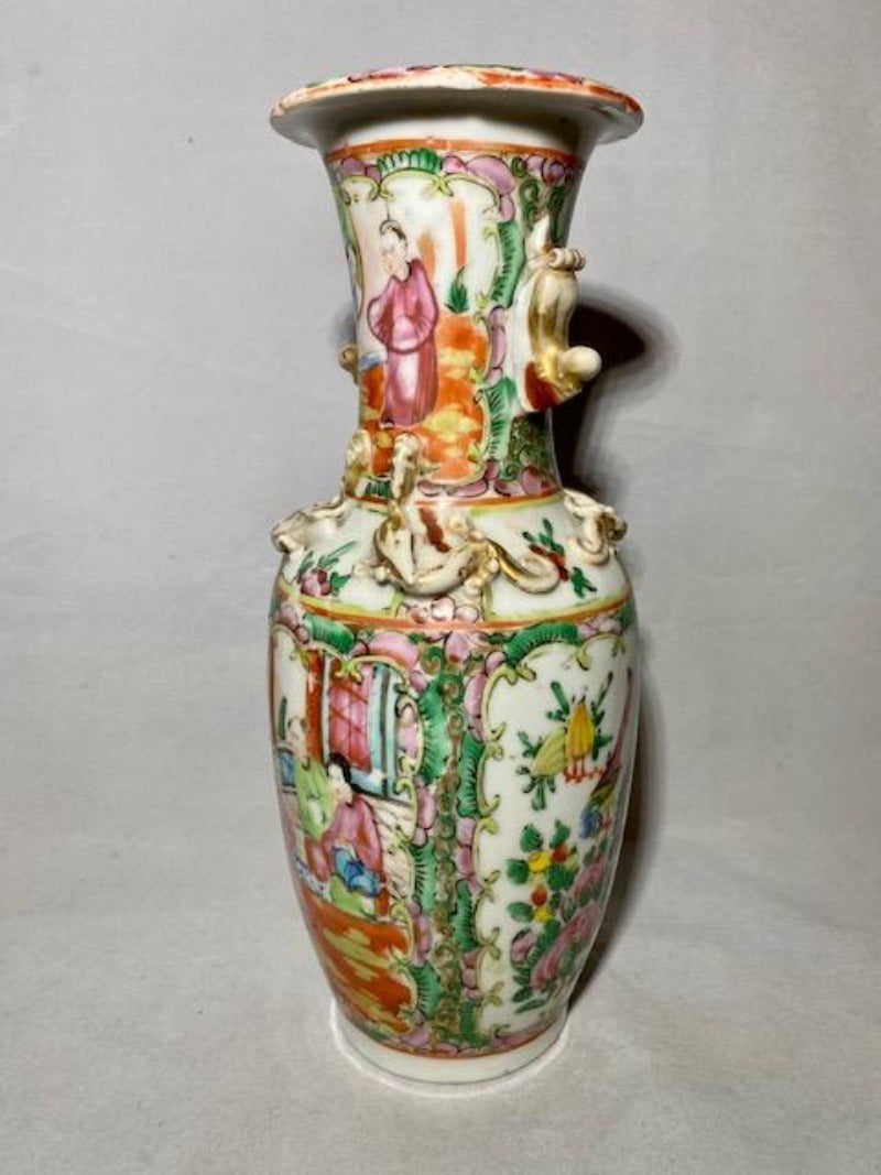 19th C Rose Medallion Chinese Porcelain Vase