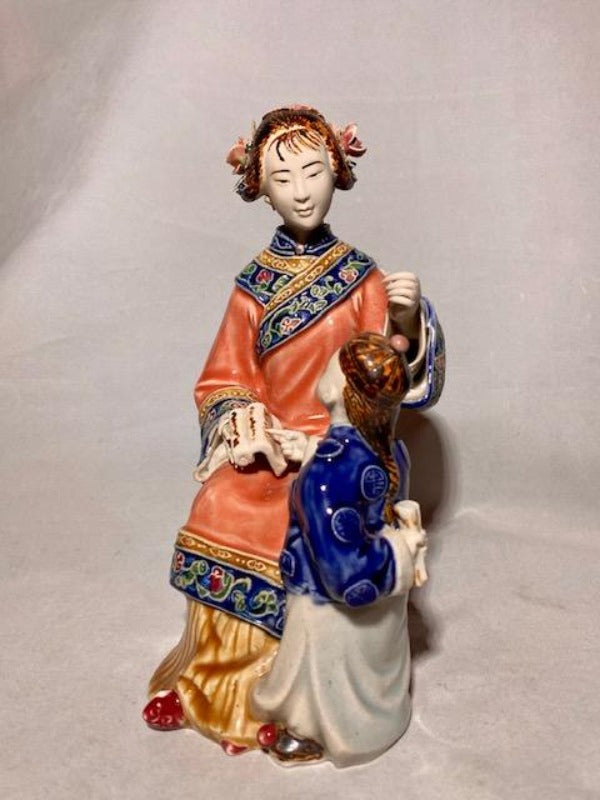 Chinese Ceramic Statue of Mother and Child