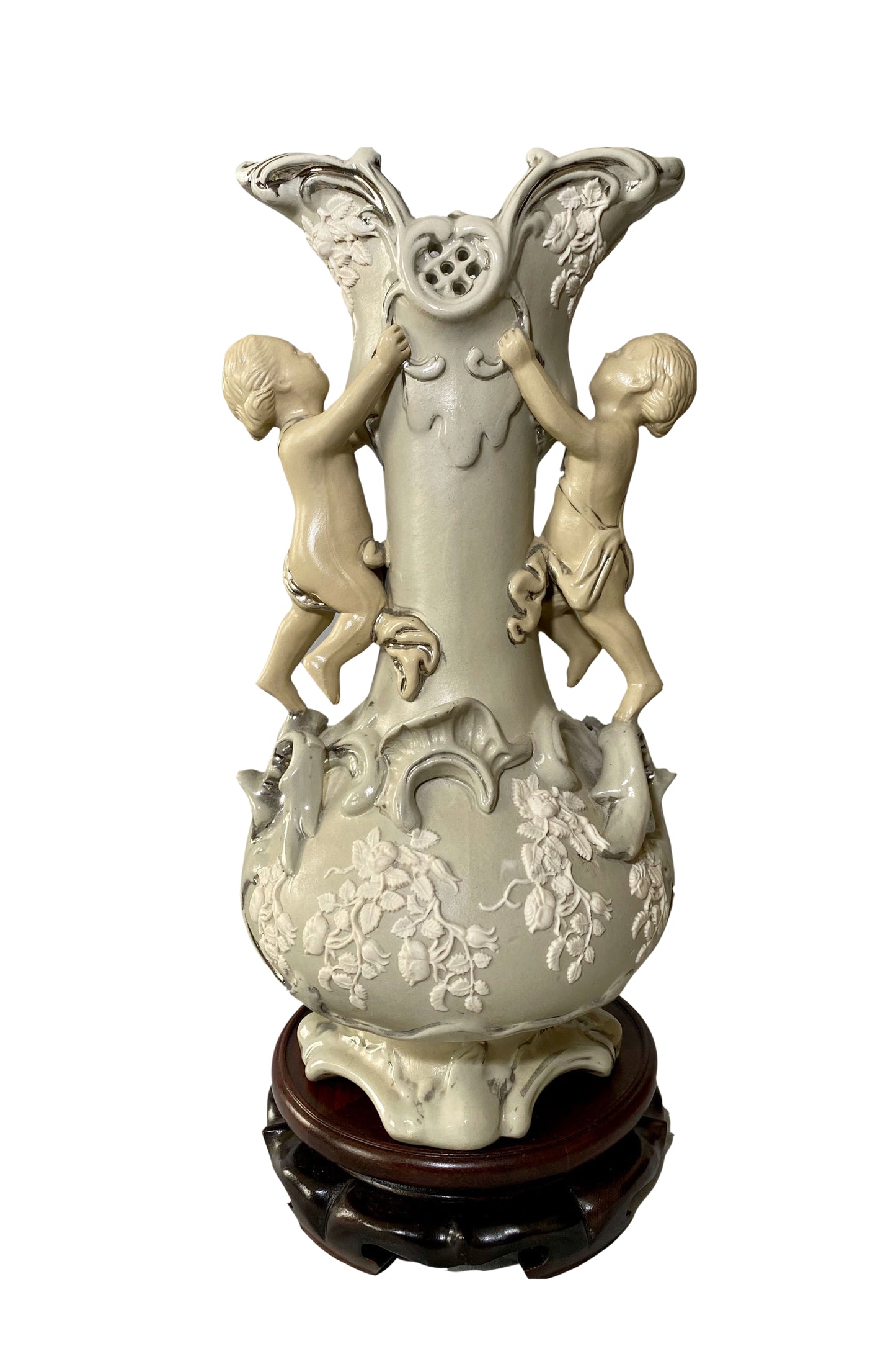 19th C Villeroy and Boch Porcelain Salt Glaze Vase