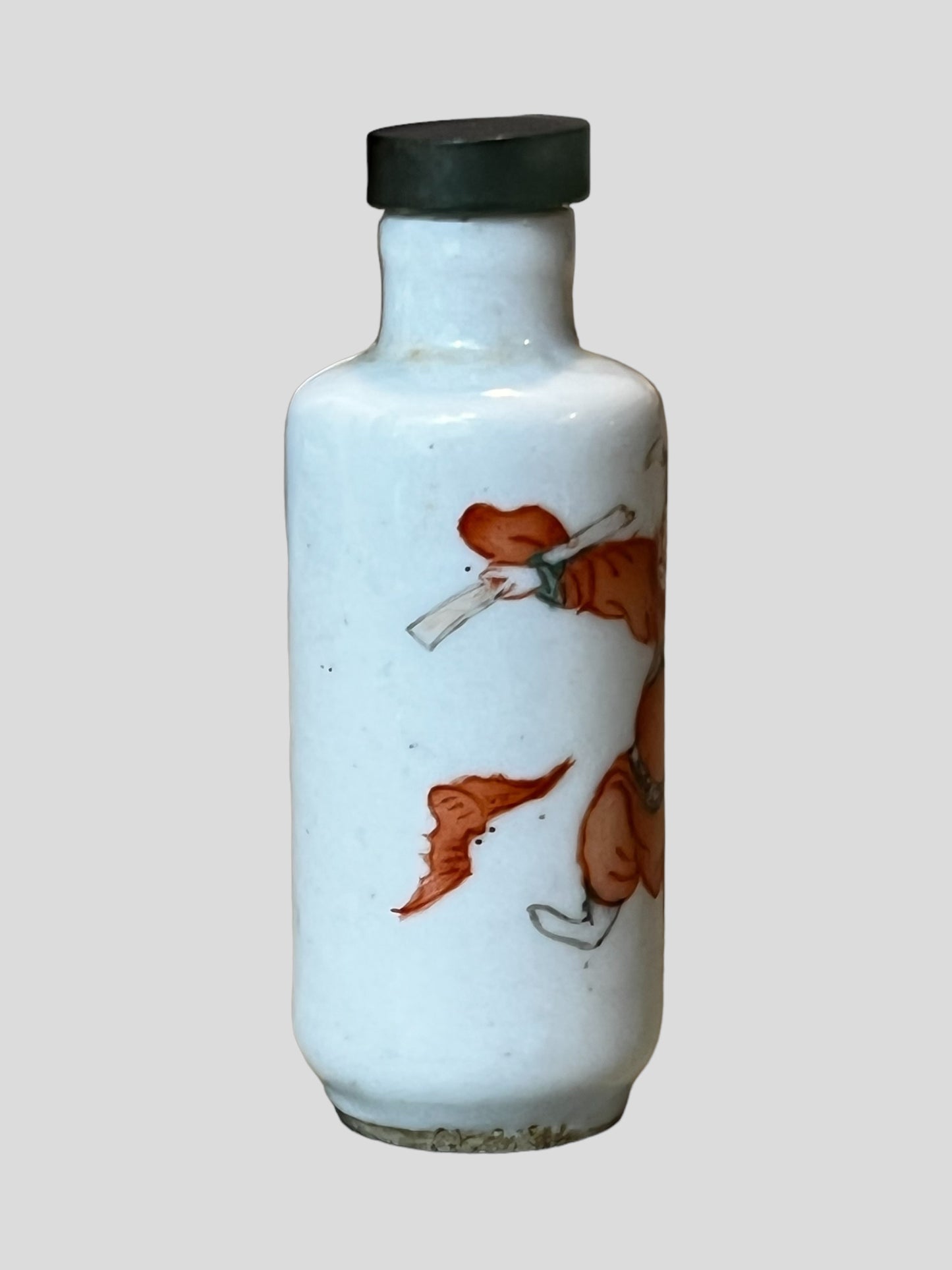 19th C Iron Red Decorated Porcelain Snuff Bottle