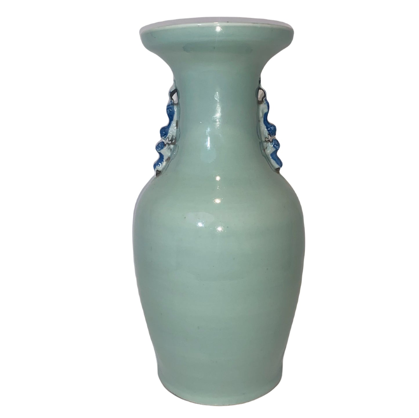 19th C Celadon Underglaze Blue Chinese Porcelain Vase