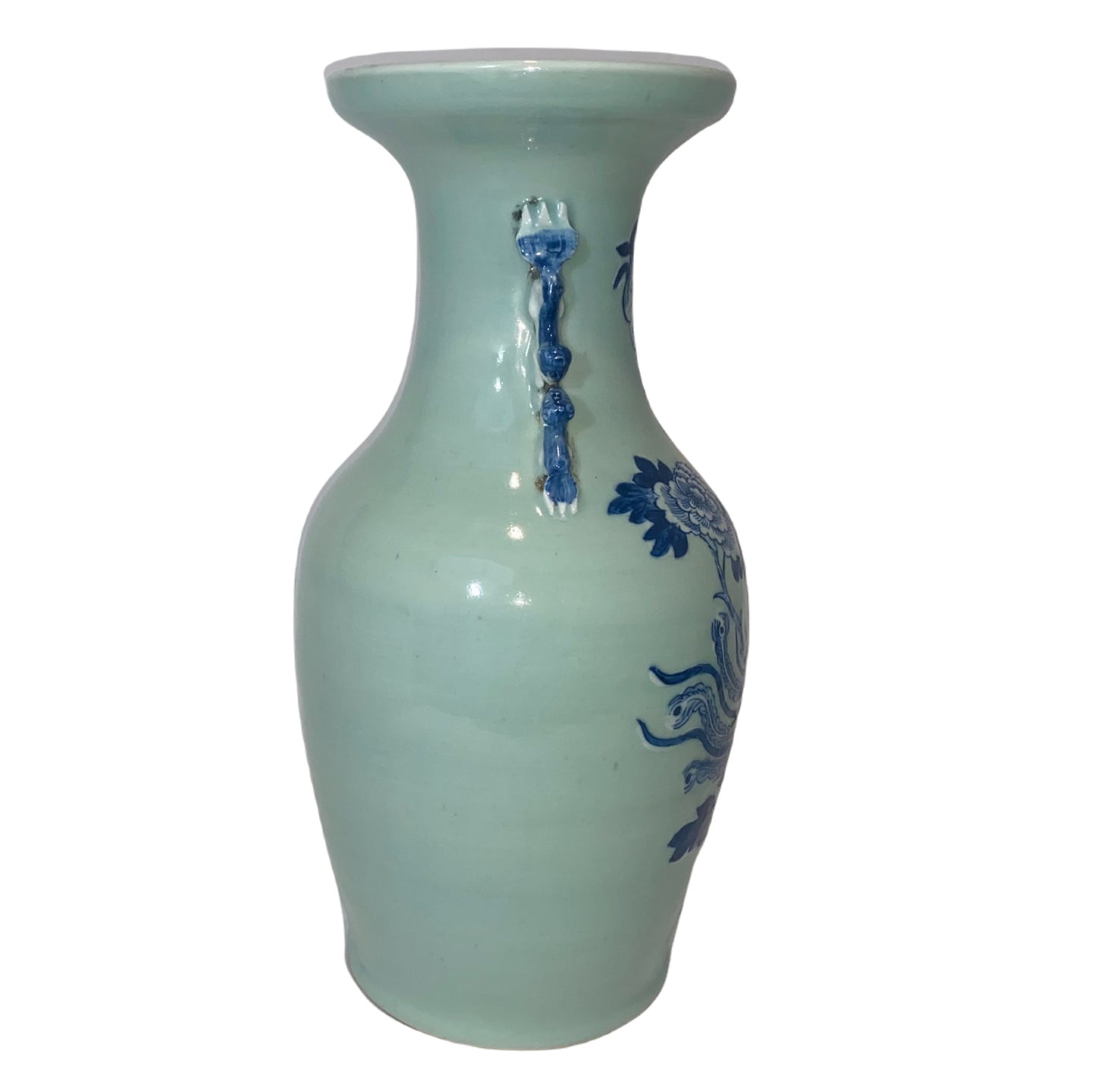 19th C Celadon Underglaze Blue Chinese Porcelain Vase