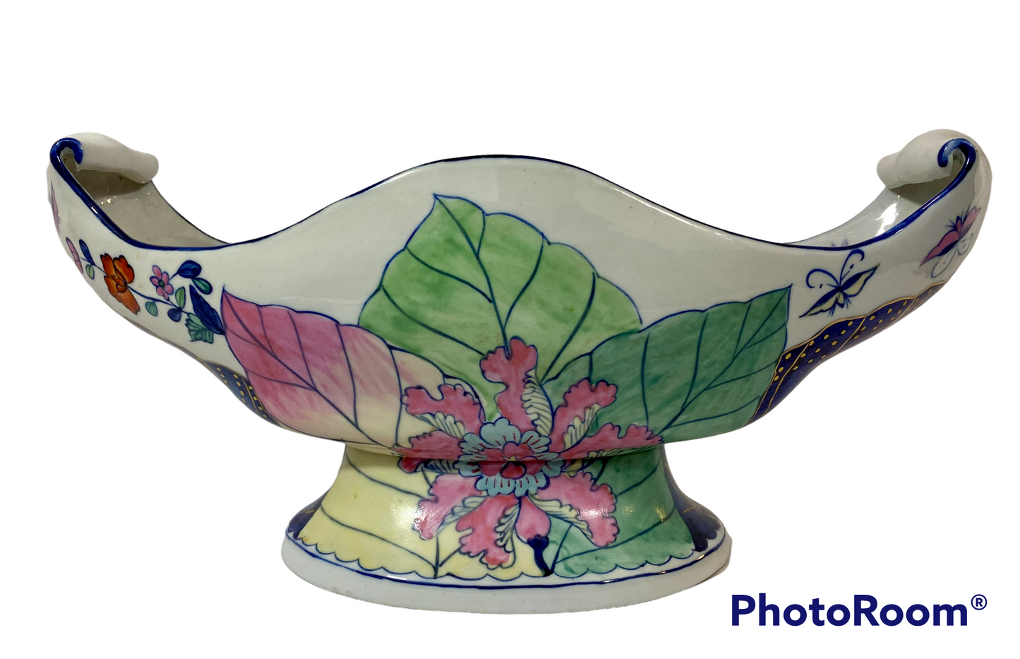 Chinese Tobacco Leaf Porcelain Gravy Boat