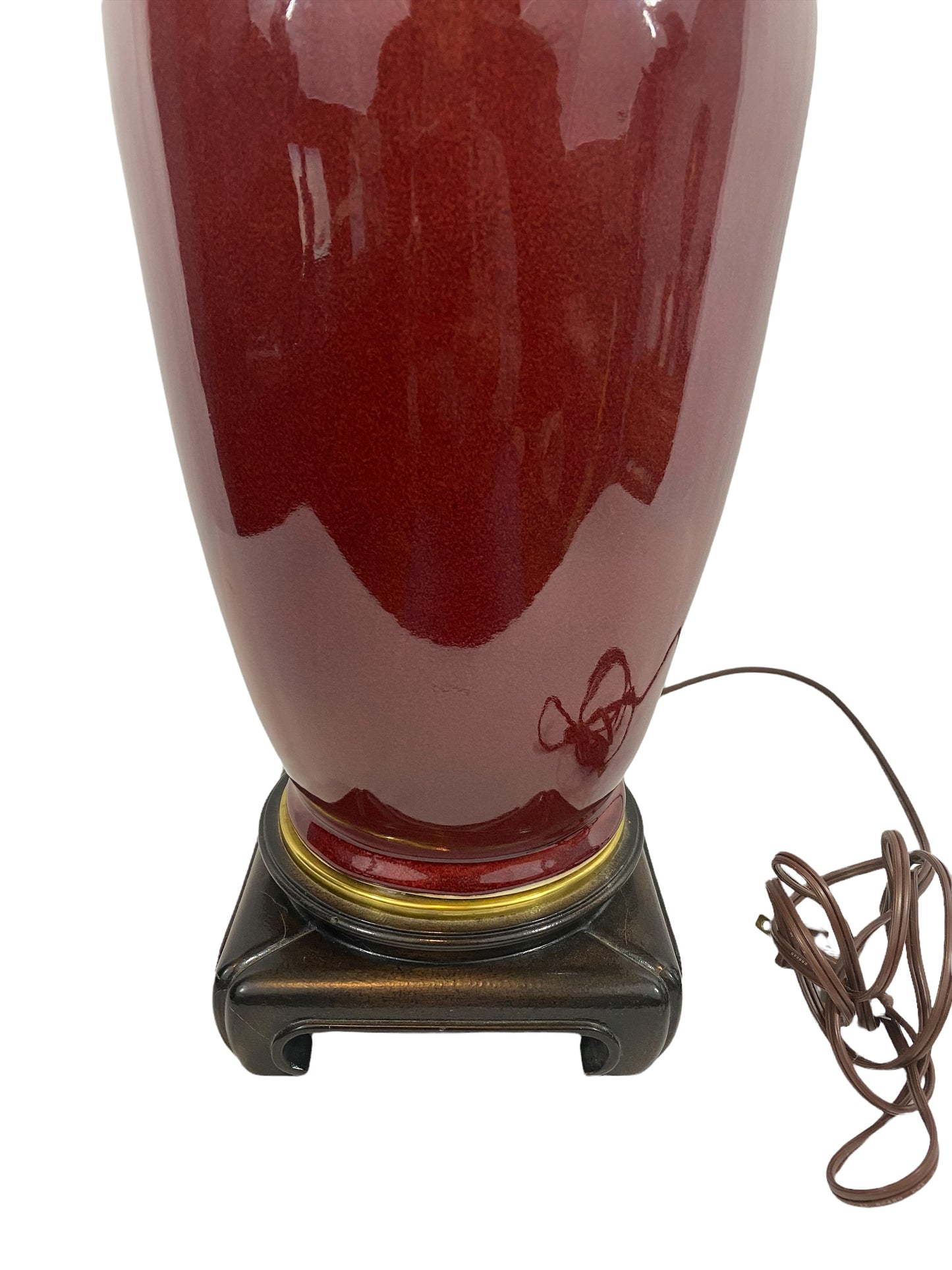 Mid Century Chinoiserie Oxblood Porcelain Lamp
