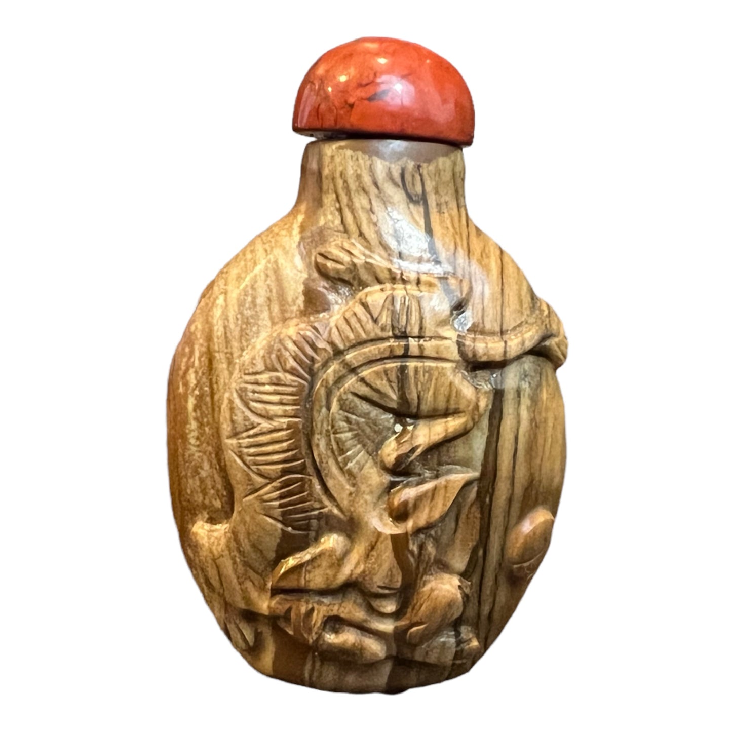 Tiger Eye Carved Stone Snuff Bottle