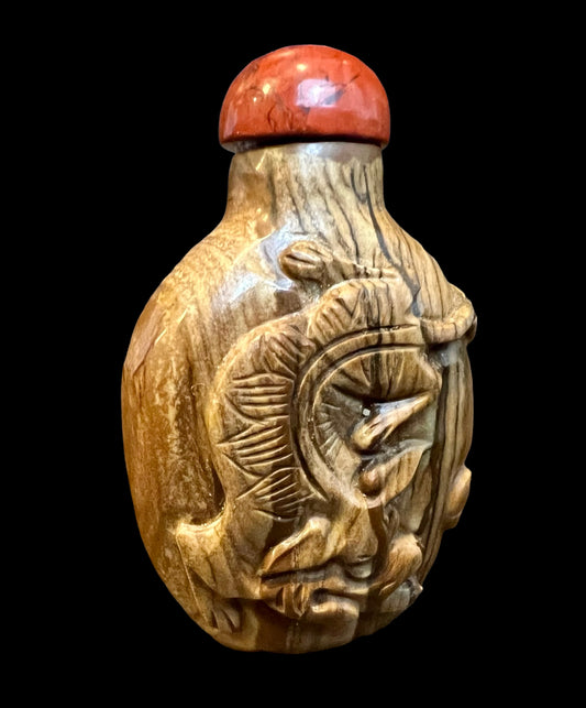 Tiger Eye Carved Stone Snuff Bottle