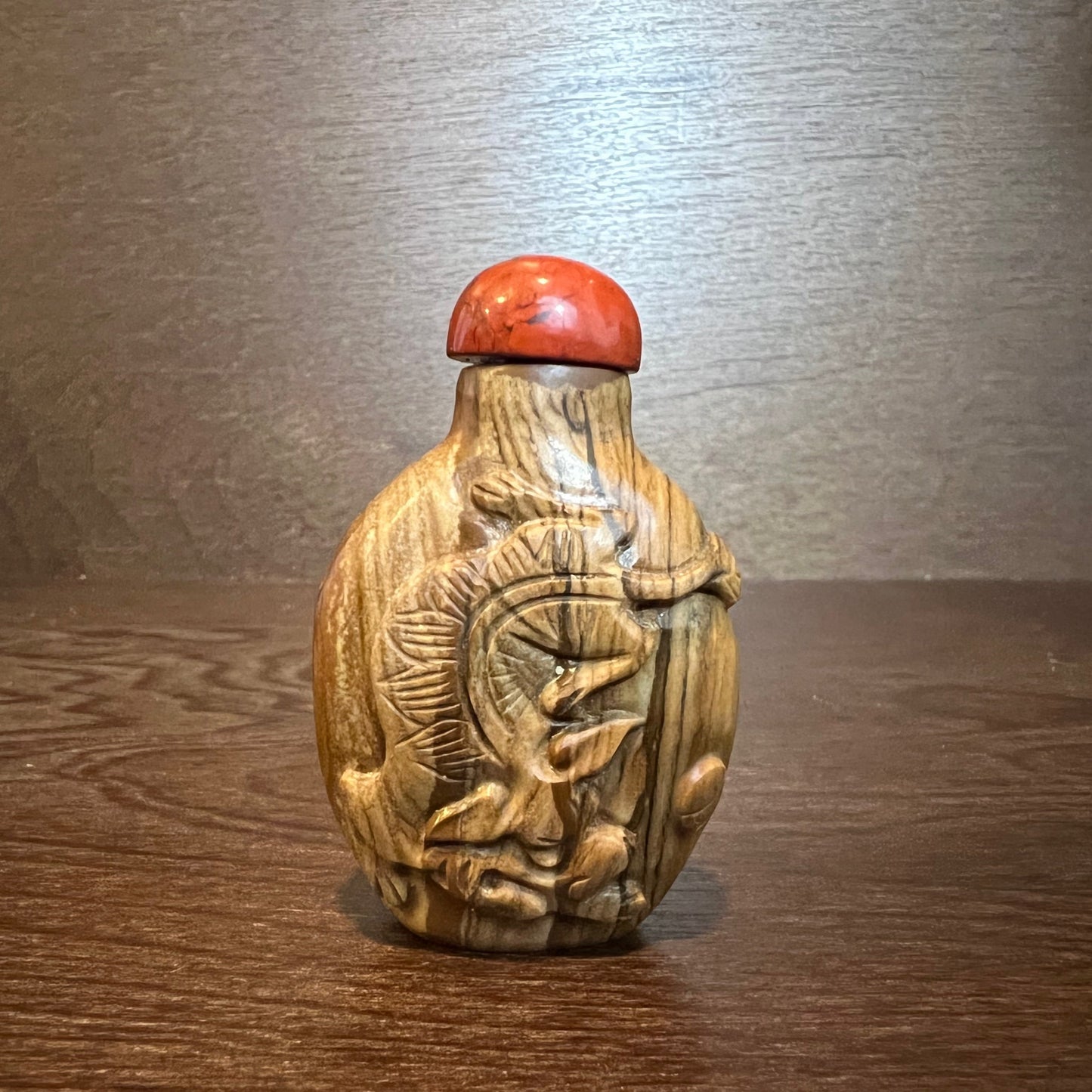 Tiger Eye Carved Stone Snuff Bottle