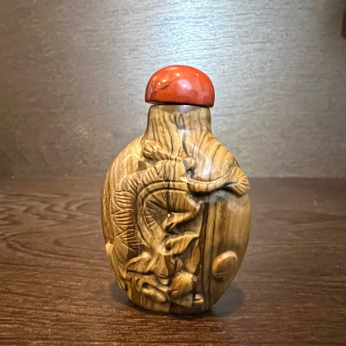 Tiger Eye Carved Stone Snuff Bottle