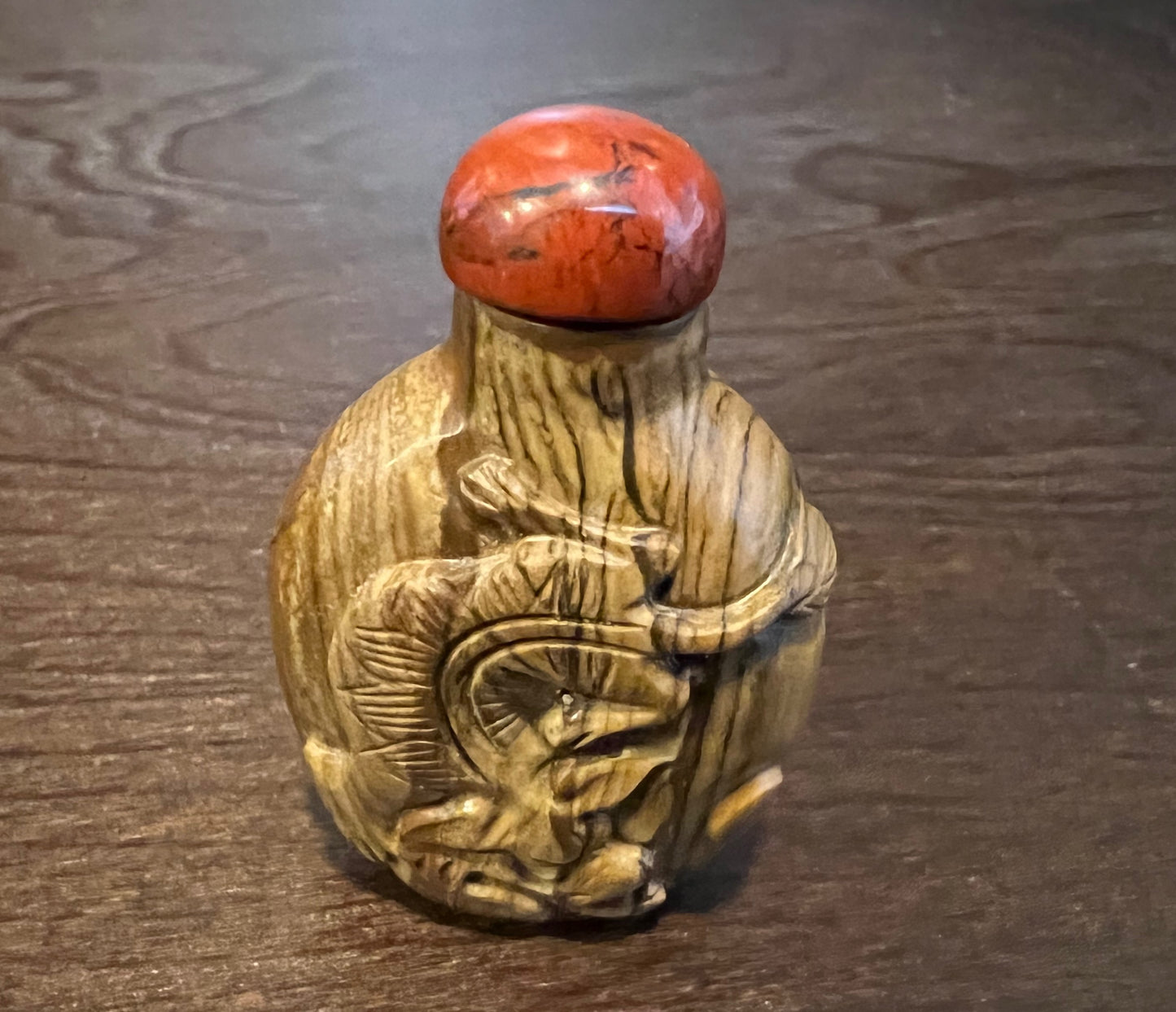 Tiger Eye Carved Stone Snuff Bottle