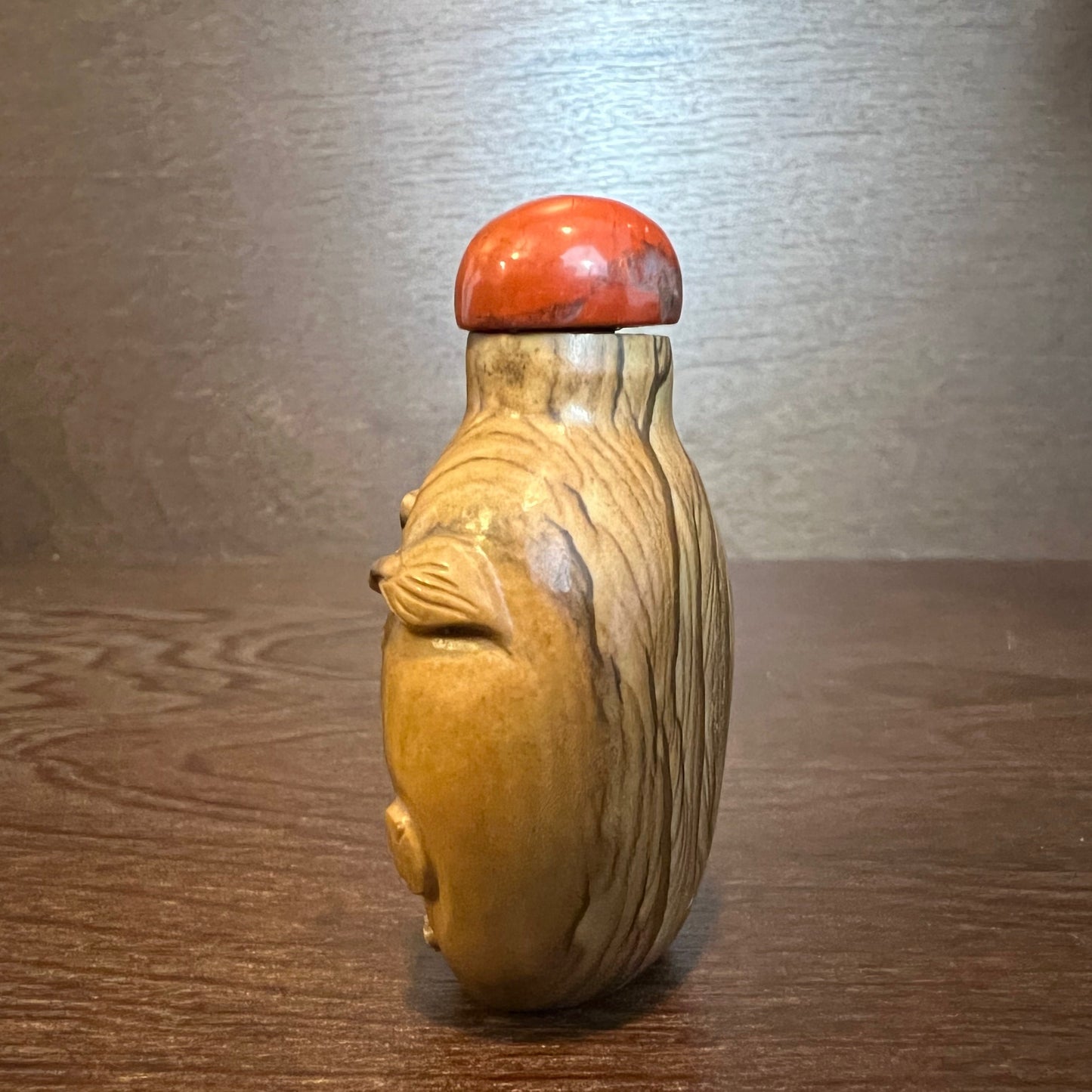 Tiger Eye Carved Stone Snuff Bottle