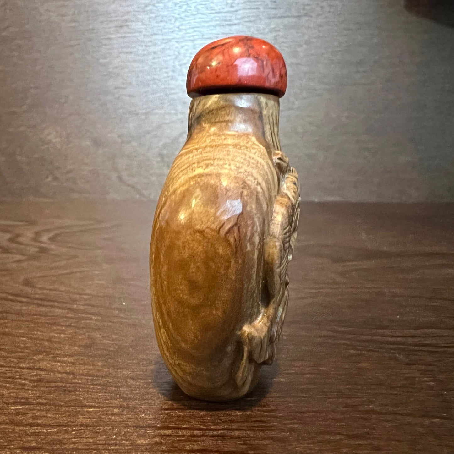 Tiger Eye Carved Stone Snuff Bottle