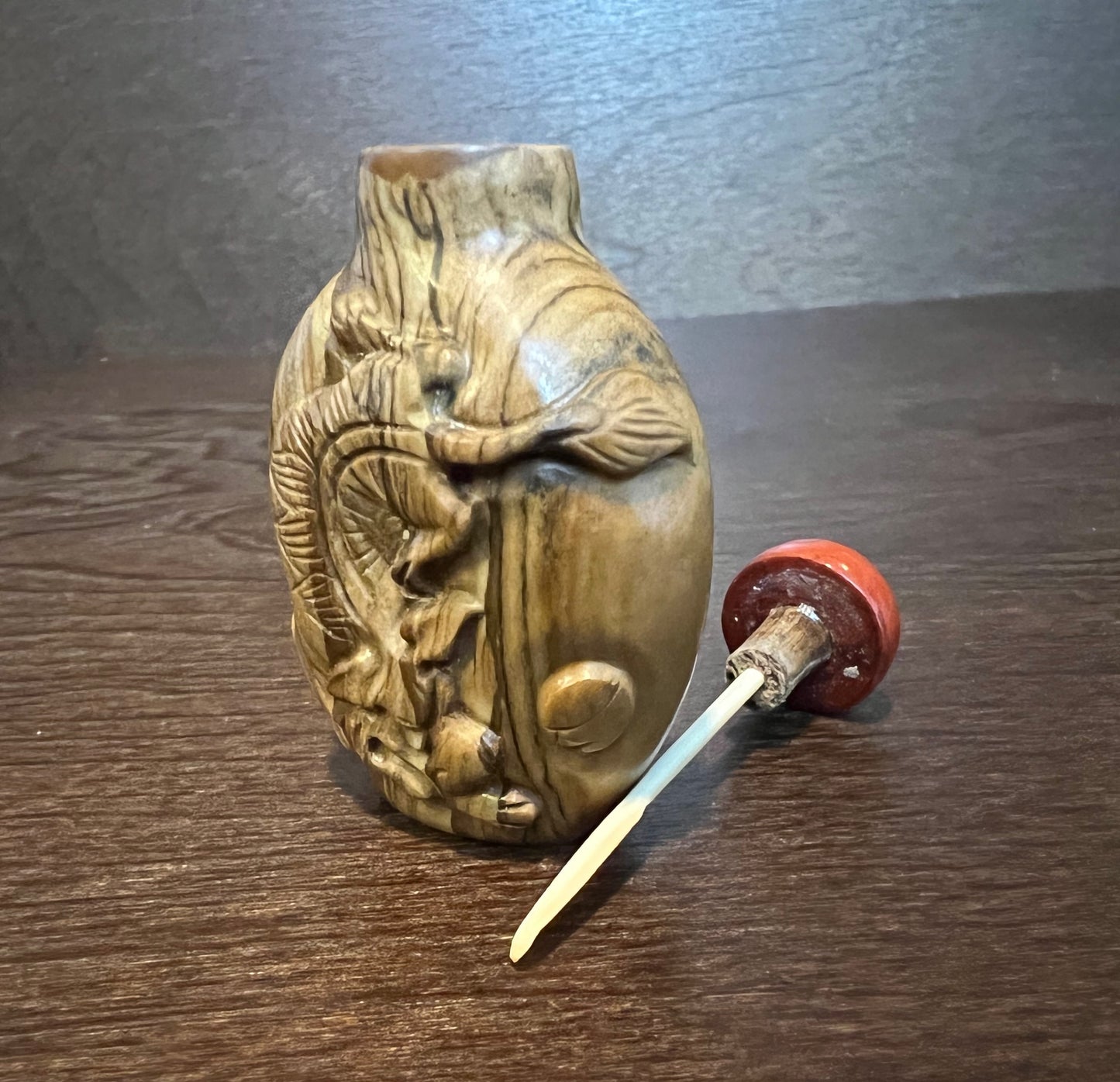 Tiger Eye Carved Stone Snuff Bottle