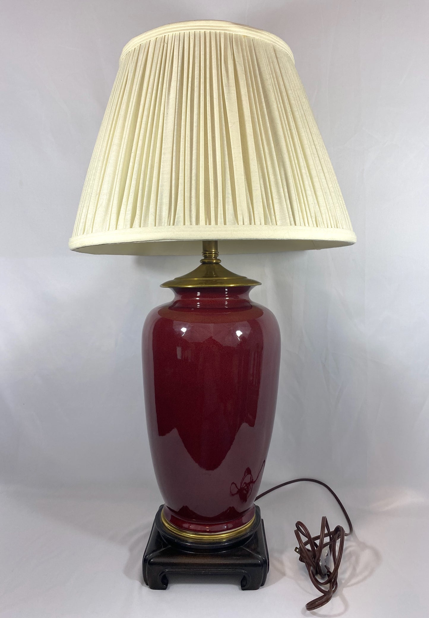 Mid Century Chinoiserie Oxblood Porcelain Lamp